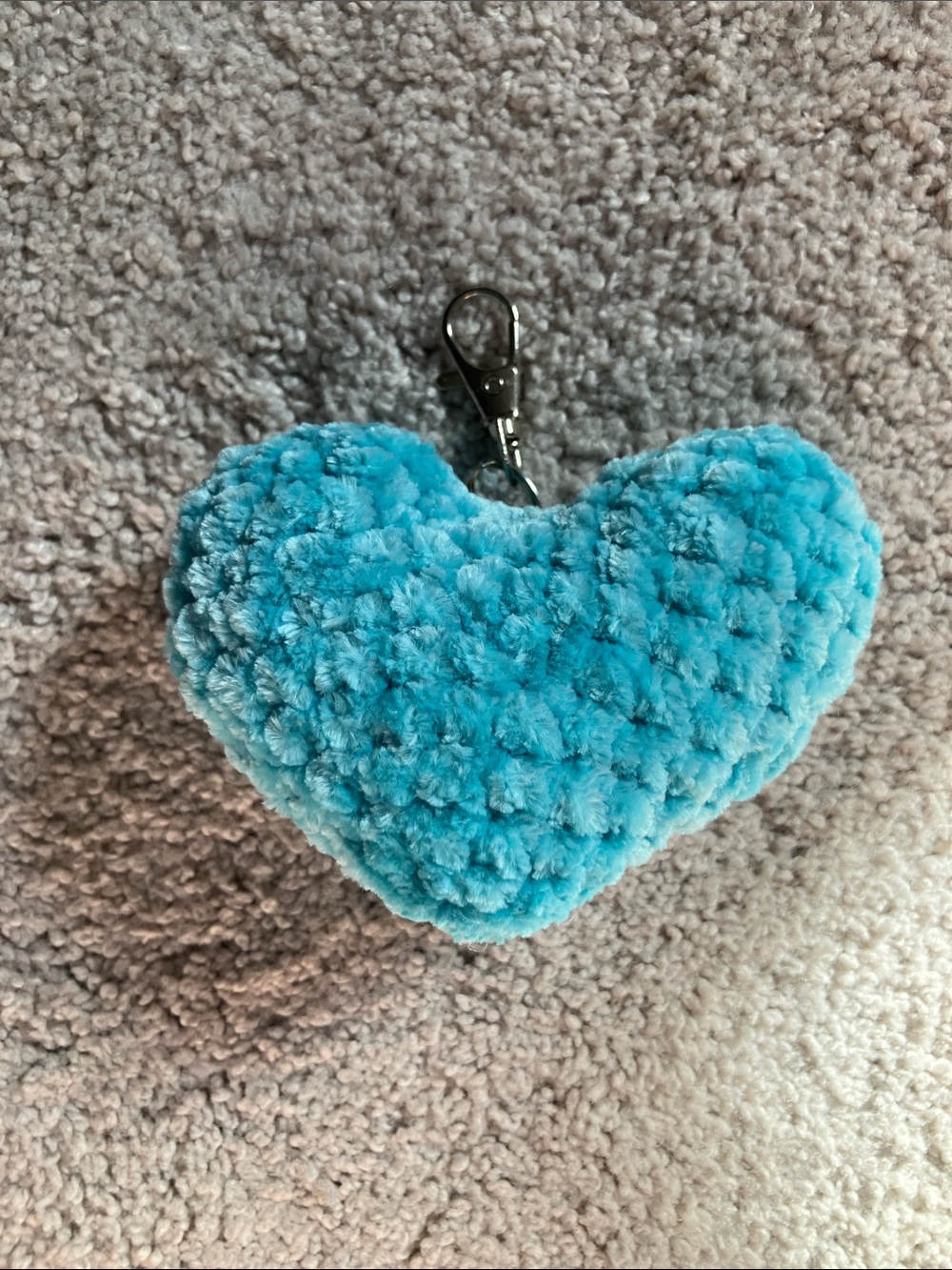 Crochet Heart Keychain Turquoise